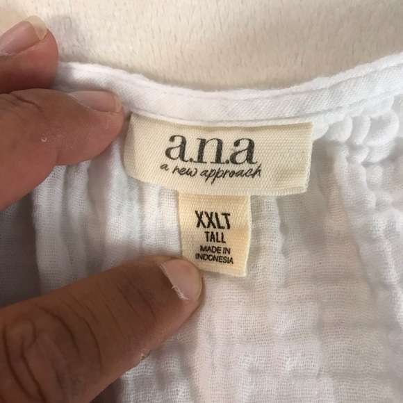 ANA Bishop Long Sleeve Gypsy Top Women’s Size XXL Color White V-Neck Pullover - Picture 5 of 13